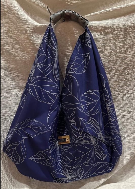 Silk Origami Bag - Leaf Blue L